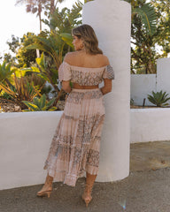 Jabez Printed Off The Shoulder Crop Top