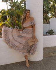 Jabez Printed Off The Shoulder Crop Top