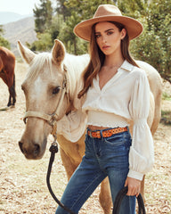 Jace Smocked Button Down Crop Blouse