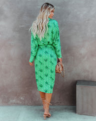 Jaguar Satin Wrap Midi Skirt - Green