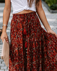 James Printed Tassel Tie Maxi Skirt