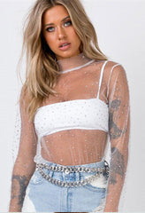 Jane Long Sleeve Sheer Lace Top - Ivory