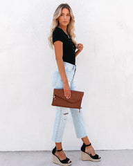 Janie Ribbed Henley Bodysuit - Black