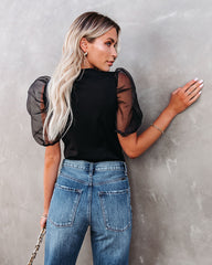 Jasey Organza Sleeve Knit Top