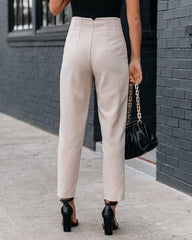 Jazlyn Pocketed High Rise Trousers - Light Taupe