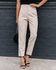 Jazlyn Pocketed High Rise Trousers - Light Taupe