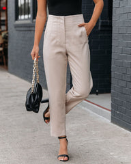 Jazlyn Pocketed High Rise Trousers - Light Taupe