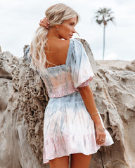 Jessamine Tie Dye Smocked Puff Sleeve Crop Top