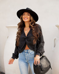 Jhene Cotton Blend Twist Front Pullover - Washed Black