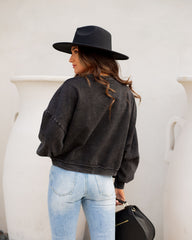 Jhene Cotton Blend Twist Front Pullover - Washed Black