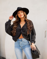 Jhene Cotton Blend Twist Front Pullover - Washed Black