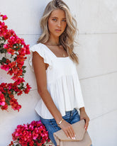 Jody Linen + Cotton Babydoll Top - White
