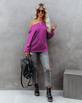 Johanna Cotton Off The Shoulder Sweater - Orchid