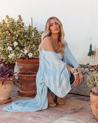 Joli Metallic Duster Kimono - Light Blue