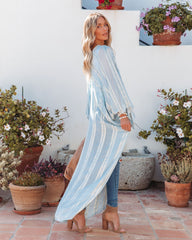 Joli Metallic Duster Kimono - Light Blue