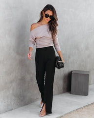 Jones Split Hem Pants-Black