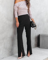 Jones Split Hem Pants-Black