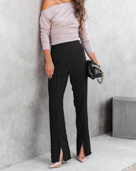 Jones Split Hem Pants-Black