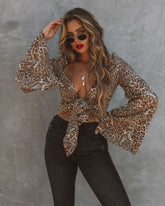Joshua Mix Print Bell Sleeve Tie Top