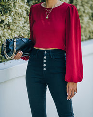 Joyce Billowed Sleeve Crop Blouse - Port
