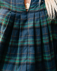 Julien Cotton Plaid Babydoll Top - Green