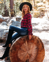 Julien Cotton Plaid Babydoll Top - Spiced Red