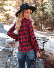 Julien Cotton Plaid Babydoll Top - Spiced Red