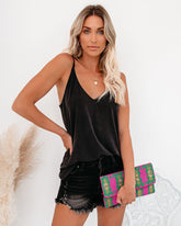 Just A Dream Knit Cami Tank - Black