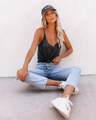 Just A Dream Knit Cami Tank - Charcoal