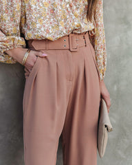 Just Business High Rise Belted Pants - Camel