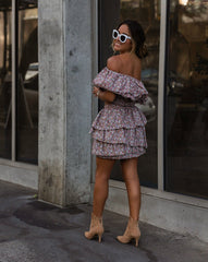 Just Fate Cotton Ruffled Floral Mini Skirt
