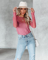 Justine Long Sleeve Mesh Top - Mauve