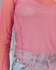 Justine Long Sleeve Mesh Top - Mauve