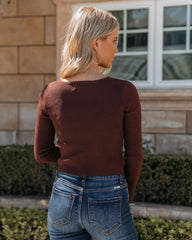 Kadine Crop Knit Cutout Sweater - Brown