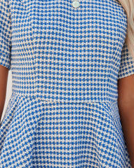 Kago Tweed Peplum Top - Blue