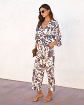 Kai Satin Printed Pocketed Jumpsuit