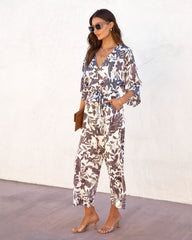 Kai Satin Printed Pocketed Jumpsuit