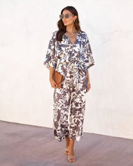 Kai Satin Printed Pocketed Jumpsuit