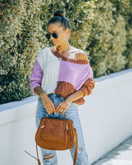 Kairo Colorblock Cable Knit Sweater - Chocolate Combo