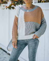 Kairo Colorblock Cable Knit Sweater - Grey Combo