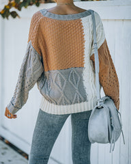 Kairo Colorblock Cable Knit Sweater - Grey Combo