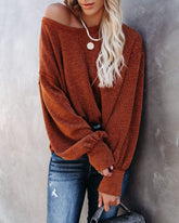 Kaitlynn Billowed Sleeve Knit Top - Rust
