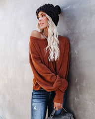 Kaitlynn Billowed Sleeve Knit Top - Rust