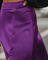 Kallie Satin Slit Maxi Skirt - Purple