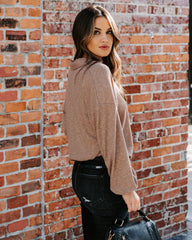 Kambree Cotton Blend Collared Knit Top - Almond