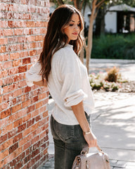 Kambree Cotton Blend Collared Knit Top - Ivory