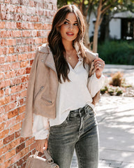 Kambree Cotton Blend Collared Knit Top - Ivory