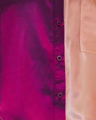 Kamia Satin Colorblock Button Down Blouse - Pink Purple