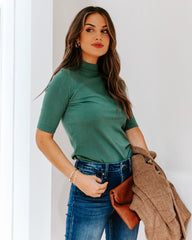 Kashmira Mock Neck Knit Top - Forest
