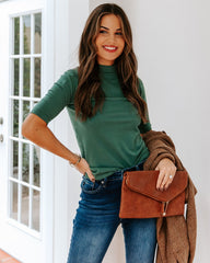 Kashmira Mock Neck Knit Top - Forest